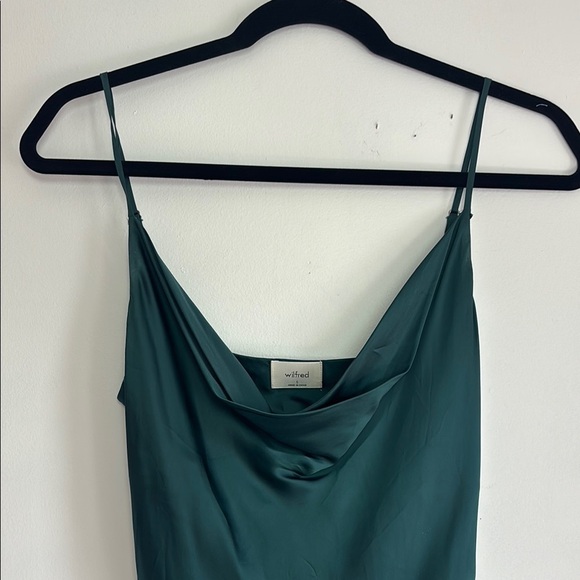 Wilfred Deep Teal Satin Cowl Neck dress size small - Picture 2 of 8